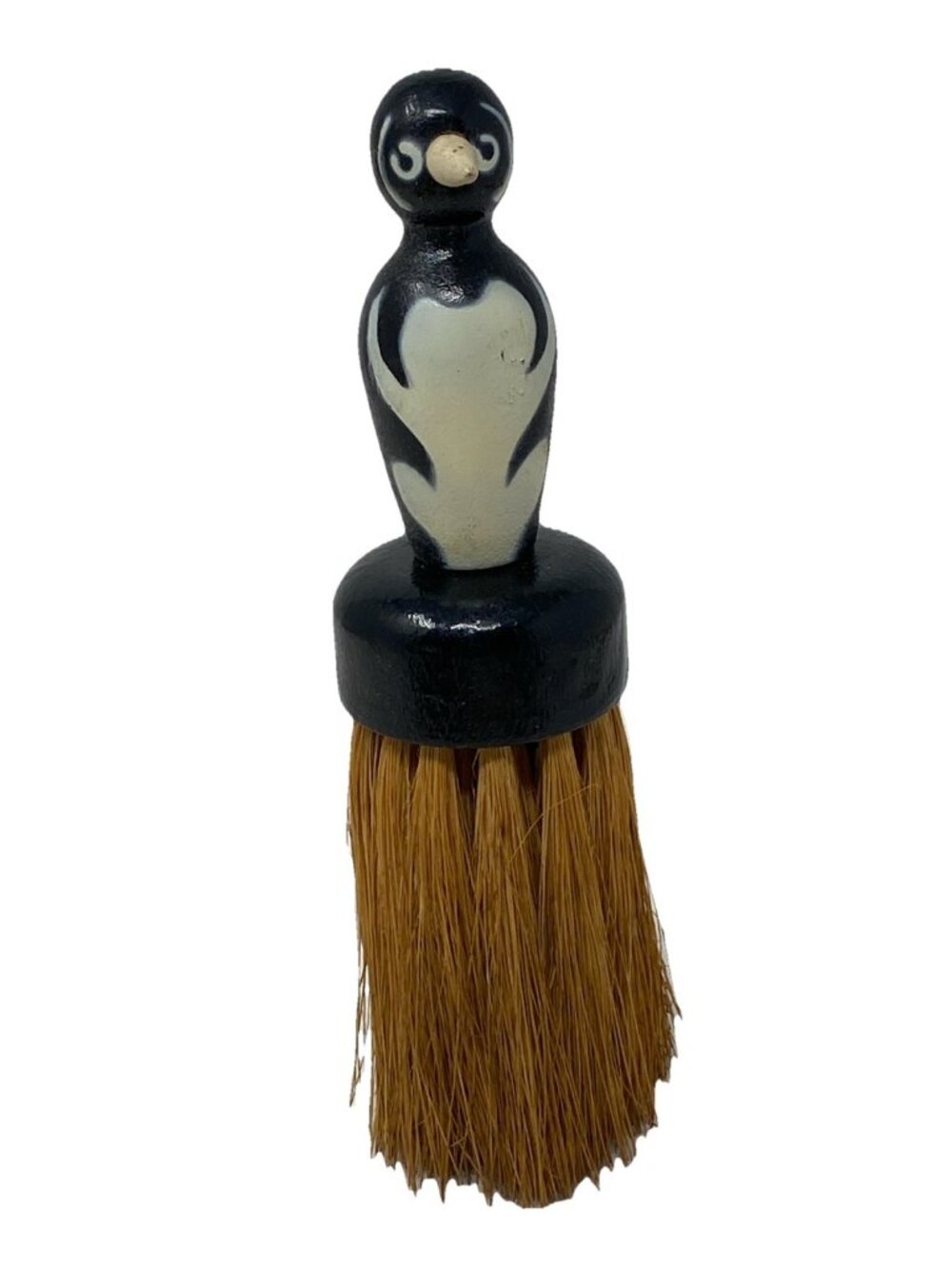 Vintage Wood Penguin Shaped Crumb Brush Natural Bristles Mini Whisk Broom